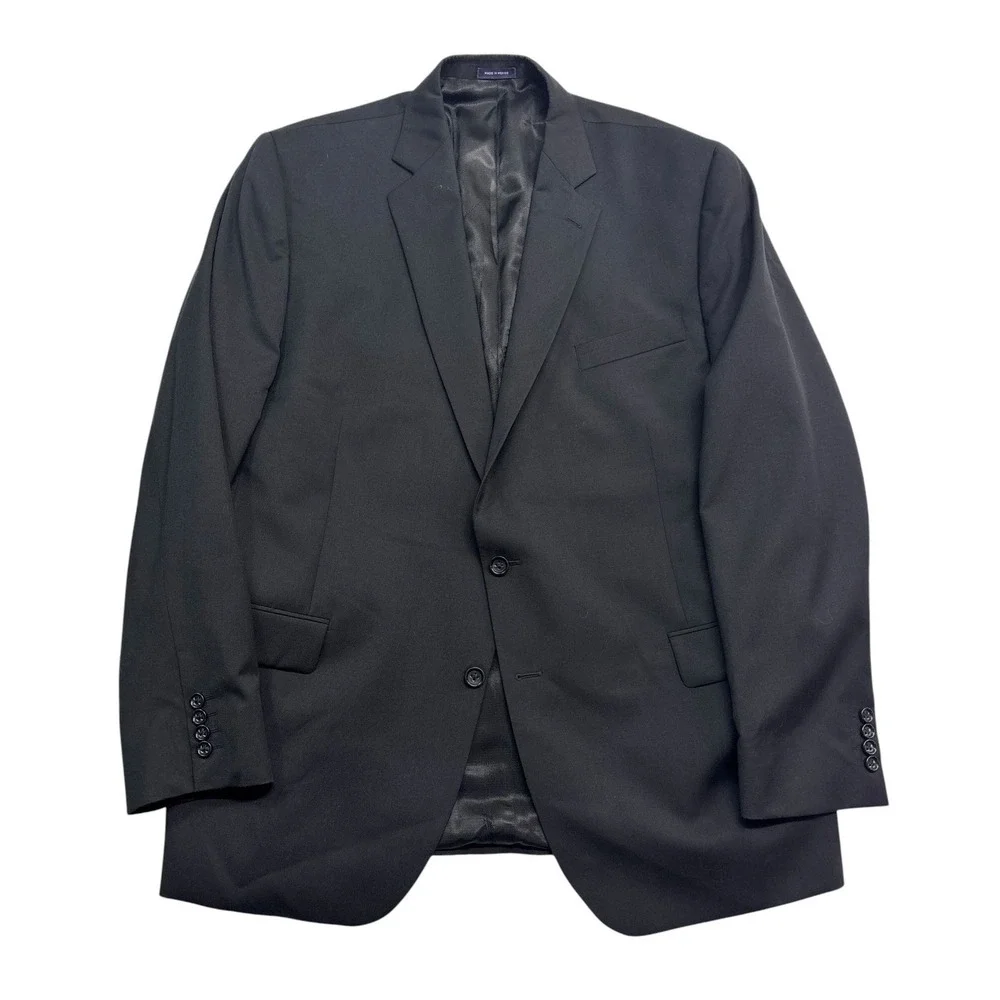 Stafford 50L 44x32 Black 3pc Pant Suit Wool All Season Flat Front Classic Fit